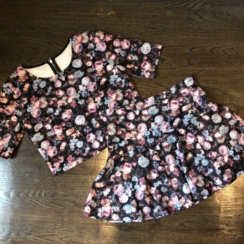 Jealous Tomato Floral Skirt Crop Top Set